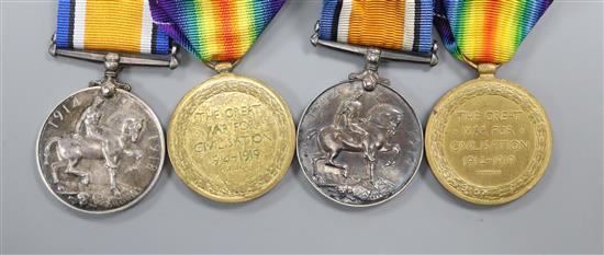 Two pairs of WWI medals